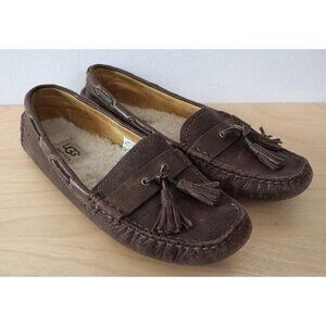 UGG Womens Brown Tassel Leather Sherpa Lined Moccasins Size 5